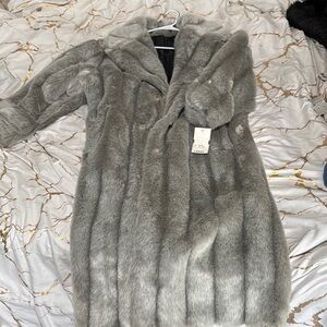 Unisex large faux fur coat